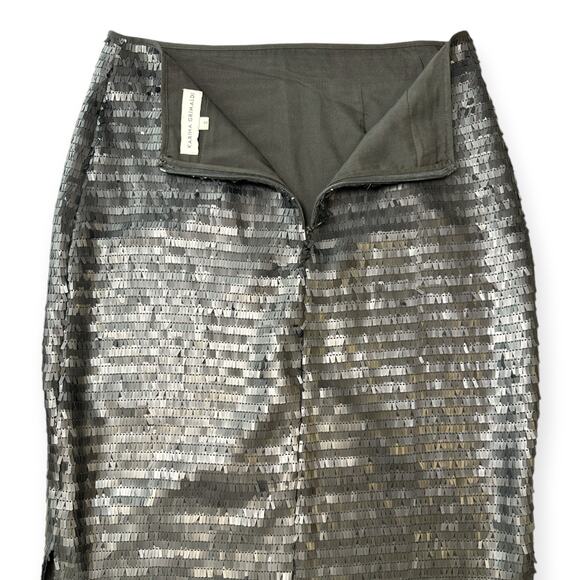 Karina Grimaldi | S | Hayve Black Shingle Sequin High Side Slits Midi Skirt - Picture 7 of 9